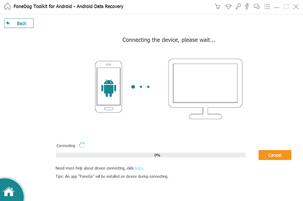 Wejdź w tryb odzyskiwania w Android FoneDog Backup Connect