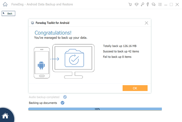 Android Data Backup & Restore Backup Complete