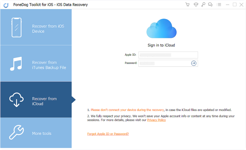 Sign in to iCloud Account
