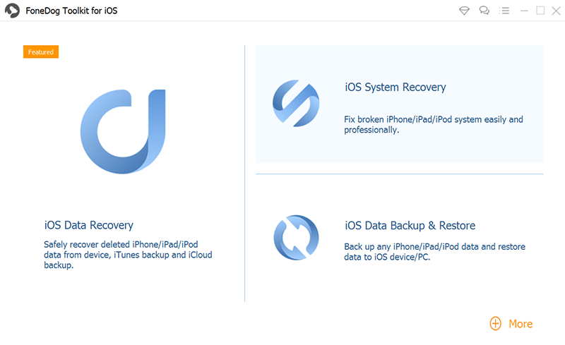 Ekran główny odzyskiwania danych iOS