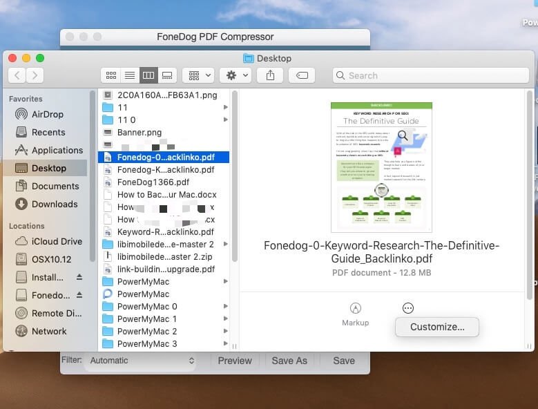 FoneDog PDF Compressor Zapisz Opcja dostosowywania