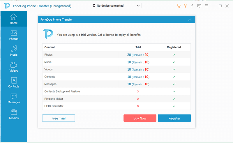 Uruchom FoneDog Phone Transfer