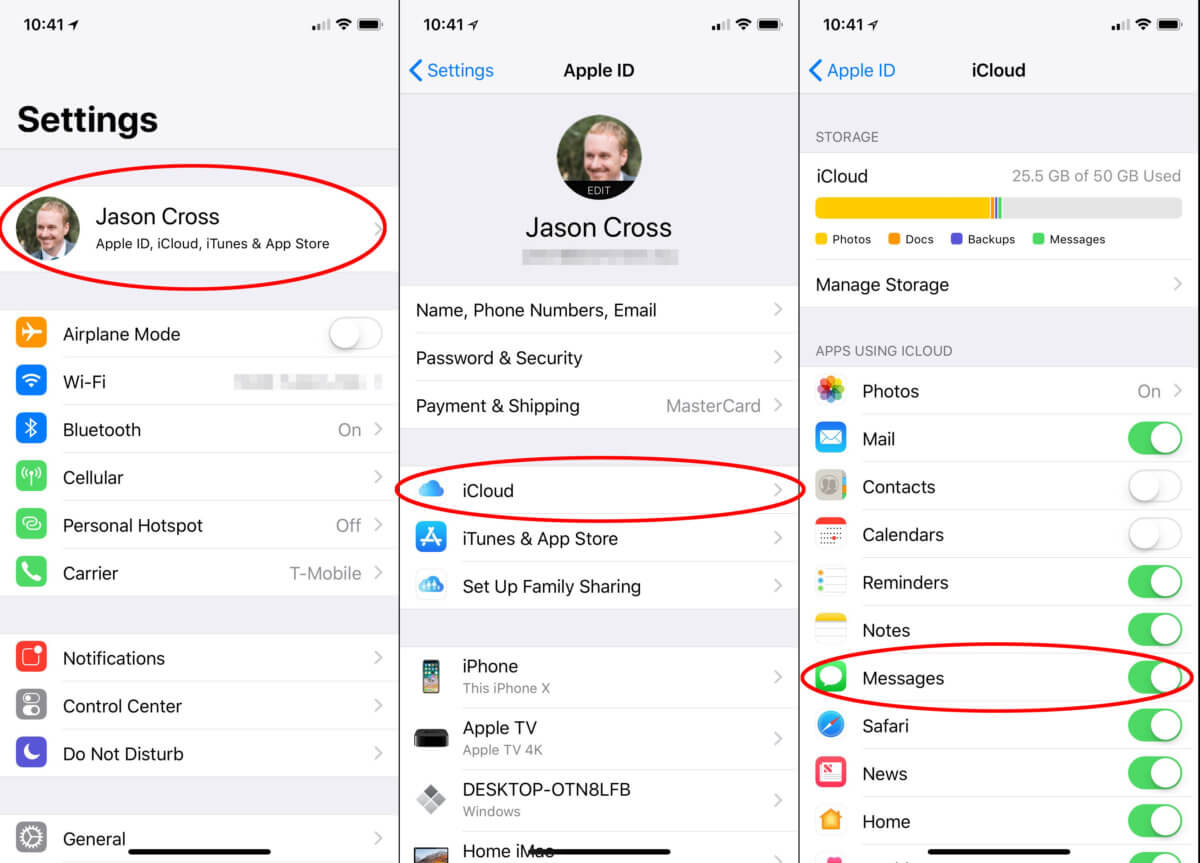 Włączanie wiadomości za pośrednictwem iCloud