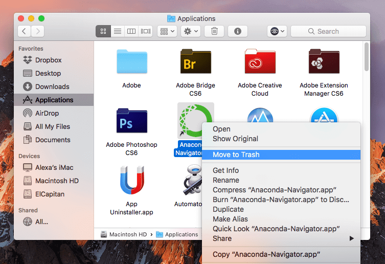 anaconda navigator uninstall mac