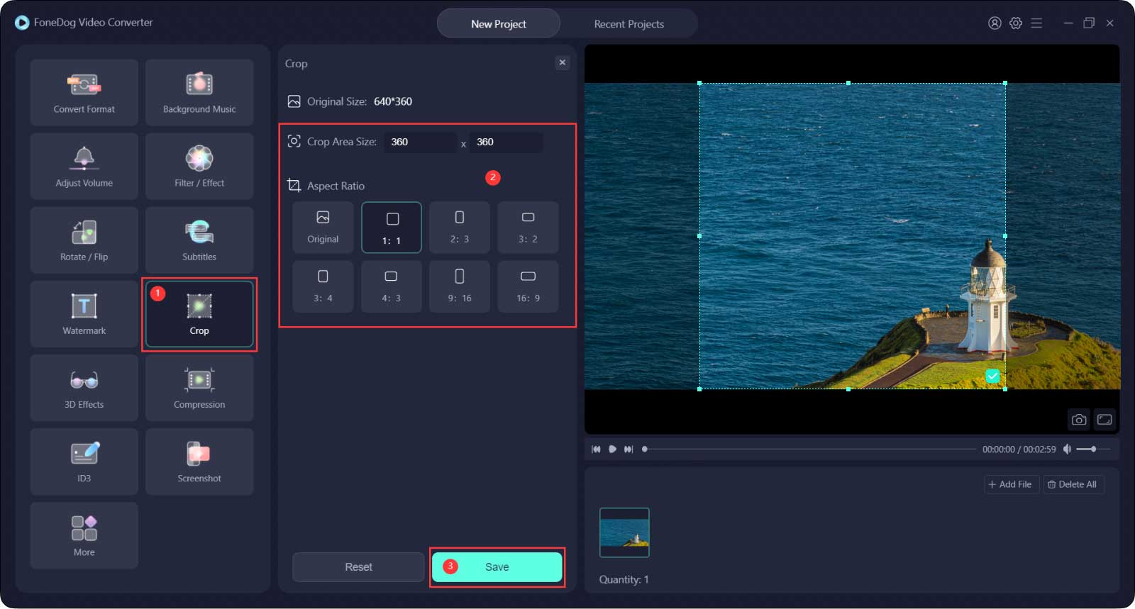 Przytnij wideo na Instagram za pomocą konwertera wideo FoneDog