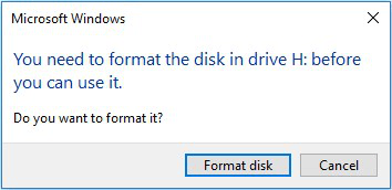Fix Error “You Need to Format the Disk in Drive”