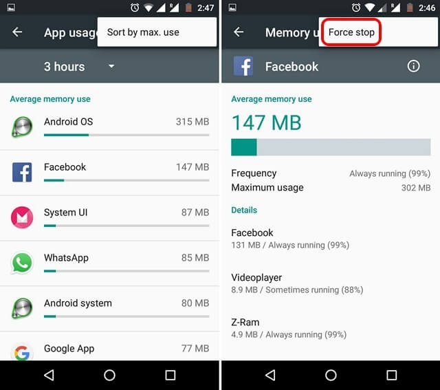 Szczegóły pamięci dla Androida