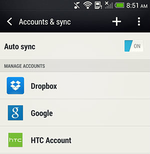 Synchronizuj konto HTC