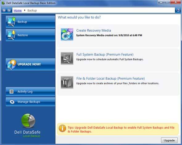 Dell Data Safe Restore i awaryjne tworzenie kopii zapasowych
