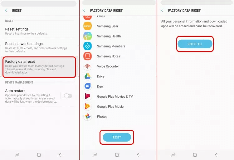 Zresetuj urządzenie z Androidem Rozwiąż usługę Verizon Message Plus ciągle się zatrzymuje