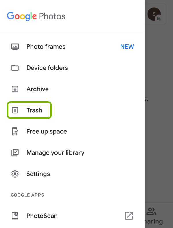 Odzyskiwanie Zdjęć Google za pośrednictwem folderu kosza aplikacji