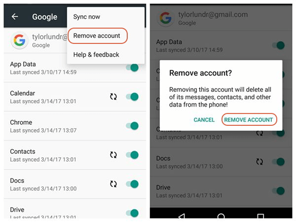 Rozwiąż kod błędu 920 Android Usuń konto