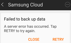 Samsung Cloud Backup nie powiódł się