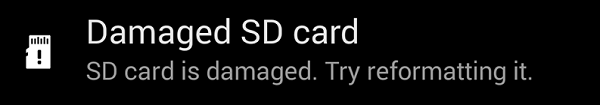Uszkodzona karta SD systemu Android
