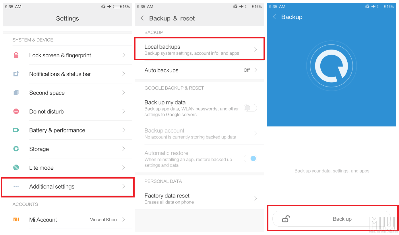 Utwórz kopię zapasową kontaktów Xiaomi na konto Google