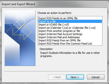 Kontakty programu Outlook Eksportuj do pliku
