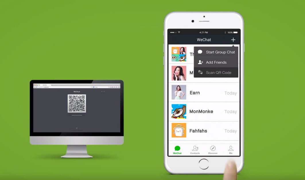 Przenieś pliki WeChat między komputerem a Androidem lub iPhone'em QR Web