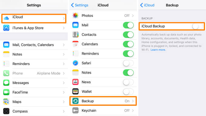 Utwórz kopię zapasową wiadomości SMS z iPhone iCloud Backup