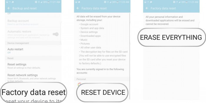Factory Reset to Fix Samsung Screen Keep Flickering