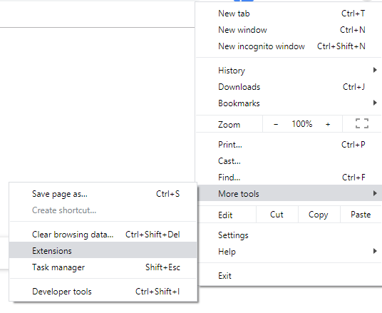 Otwórz stronę rozszerzeń Chrome