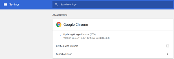 Update Google Chrome to fix Chrome Menu Missing