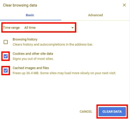 Wyczyść pamięć podręczną i pliki cookie w Chrome