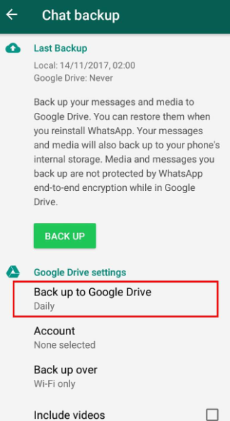 Użyj Dysku Google do przesyłania wiadomości WhatsApp