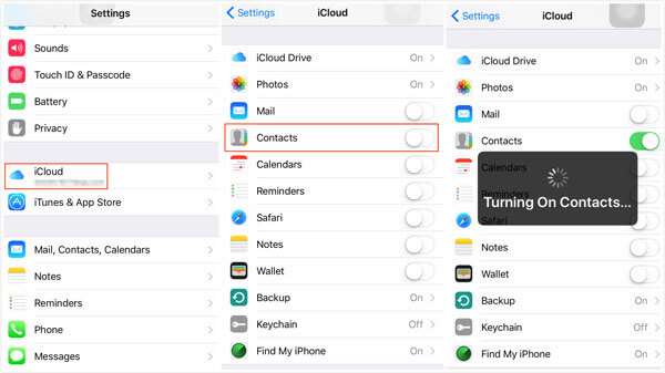 Utwórz kopię zapasową kontaktów z iPhone'a na Icloud
