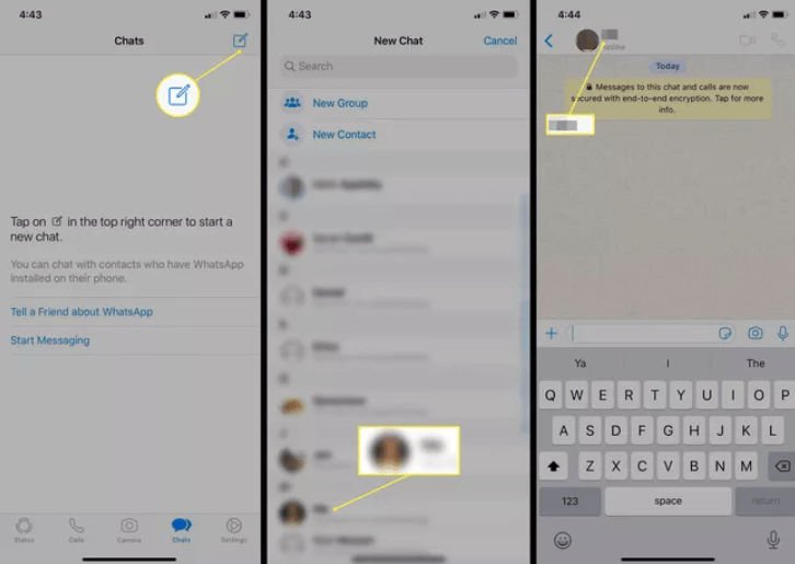 Kliknij ikonę przypominającą ołówek, aby usunąć kontakt WhatsApp z iPhone'a