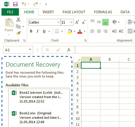 Odzyskaj usunięte pliki Excela – niezapisany plik