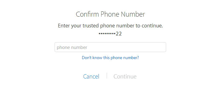 Zresetuj hasło Appleid, potwierdzając numer telefonu
