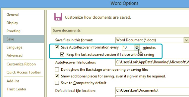 Włącz Autozapis w MS Word 2013, aby uniknąć zamykania programu Word bez zapisywania