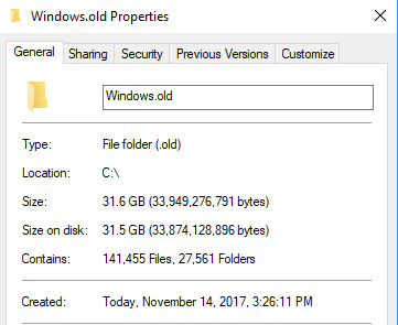 Sprawdź foldery Windows.old, aby naprawić aktualizację systemu Windows 10, wyczyściłem mój dysk twardy