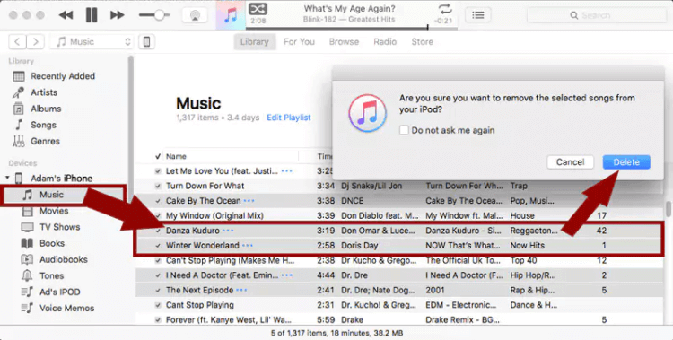 Jak ręcznie usunąć utwory z iPoda w iTunes?
