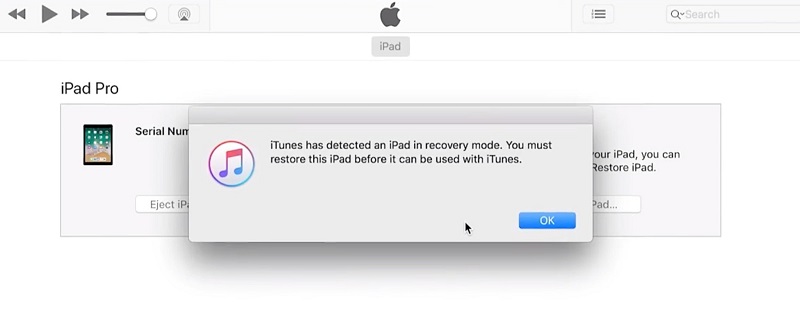 iTunes wykrył iPada w trybie odzyskiwania