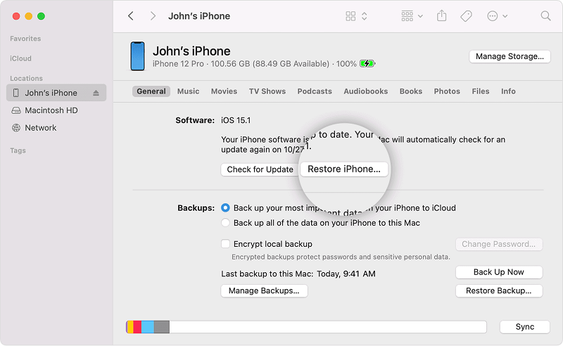 Przywróć iPhone'a w iTunes Rozwiązywanie przywraca iPhone'a Usuń wszystko