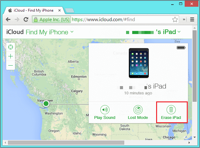 Wymaż iPada z iCloud, aby odblokować hasło do iPada bez przywracania