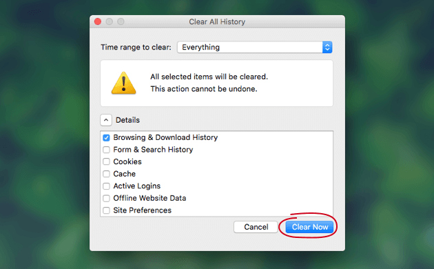 Wyczyść pliki cookie Firefox