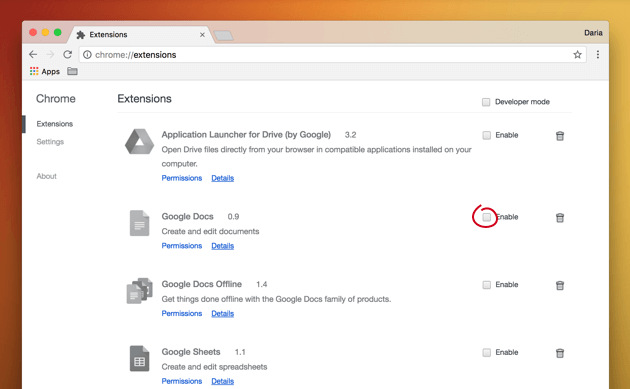Napraw problemy z Chrome Usuń rozszerzenia