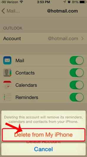 Usuń konto Hotmail z mojego iPhone'a, aby naprawić