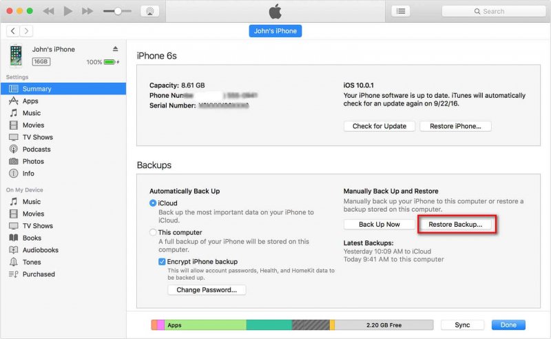 How to Recover Lost Messages on iPhone from iTunes Backup