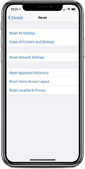 Zresetuj iPhone'a, aby rozwiązać problem: aplikacja iPhone Phone zawiesza się