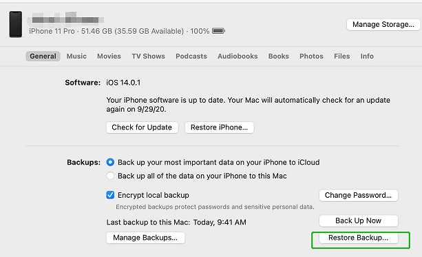 Użyj kopii zapasowej iTunes, aby samodzielnie naprawić usunięte notatki z iPhone'a