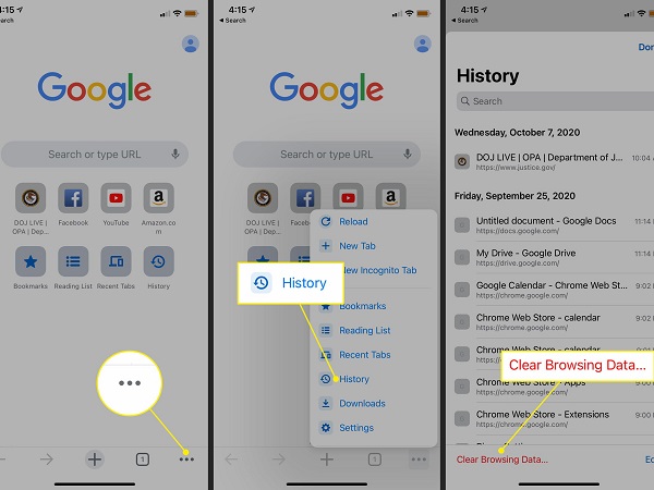 Używanie Chrome w telefonie do usuwania historii wyszukiwania na iPhonie