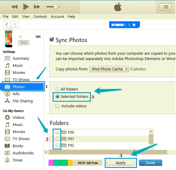 Usuń zsynchronizowane zdjęcia z iPada, synchronizując nowy folder