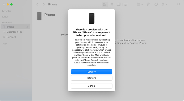 Używanie Findera do usuwania zablokowanego iPhone'a