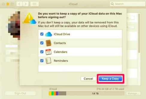 Zachowaj kopię przed wyłączeniem iCloud na Macu