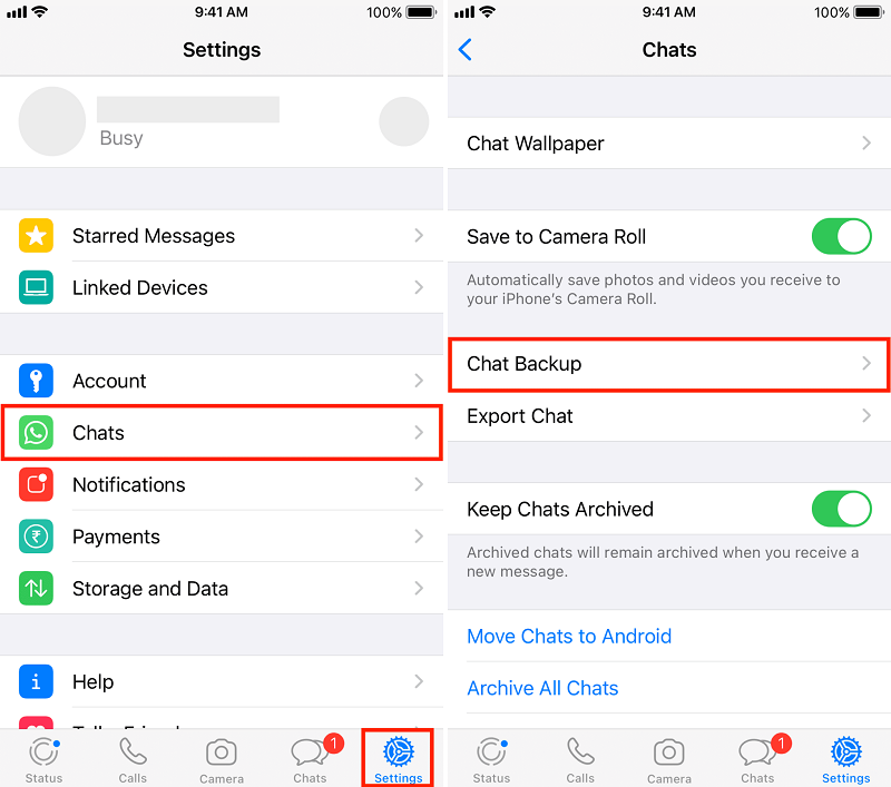 Backup WhatsApp do iCloud