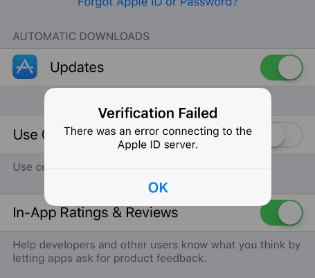 Napraw błąd podczas łączenia z serwerem Apple ID