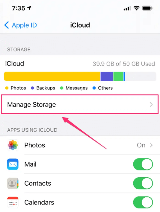 Zarządzaj pamięcią masową, aby rozwiązać problem braku wyświetlania ostatnich połączeń przez iPhone'a